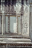 Angkor Wat temple, the fourth enclosure, the bas reliefs of the west gopura, superbly preserved devatas, either individually or in groups of two or three, amongst the finest in the monument. 